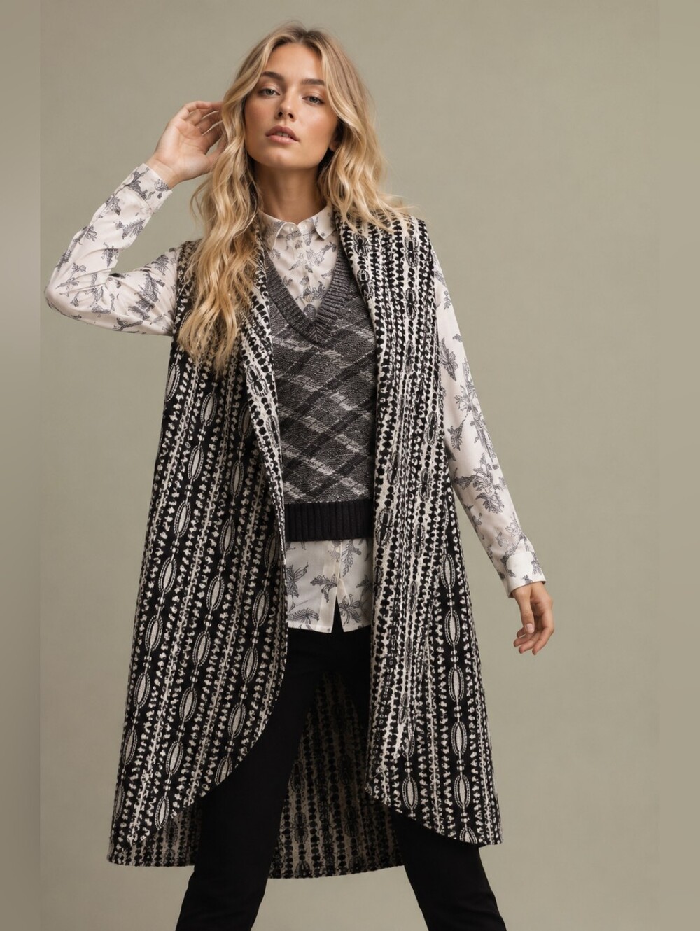 Moth Anthropologie Geometric Waterfall Sweater Vest XS/S